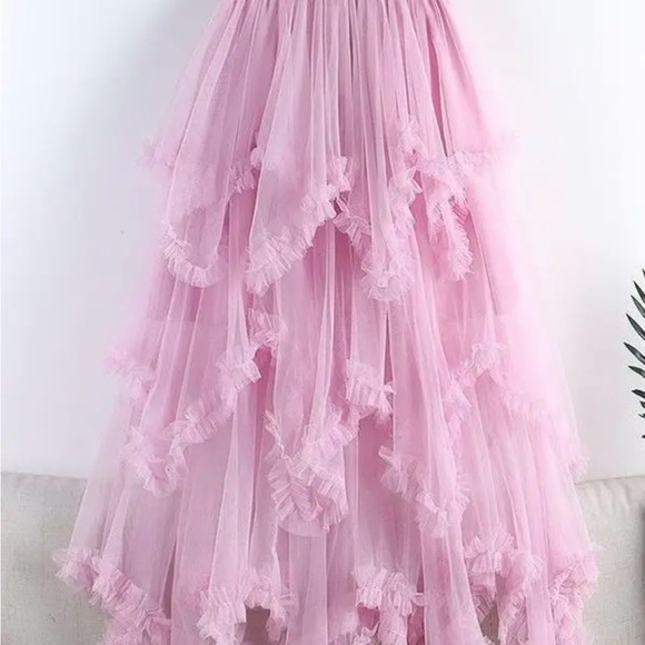 Sheer Pink Layered Ruffled Skirt. Brand New - Picture 2 of 6